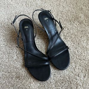 Zara Strappy Black Leather Sandals